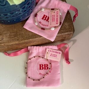 Beaded Blondes Pearl and Maroon Beaded Bracelets